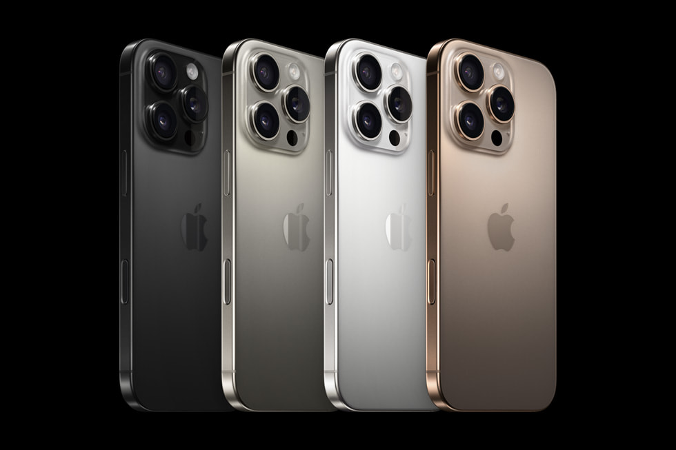 iPhone 16 Pro models in four titanium colours