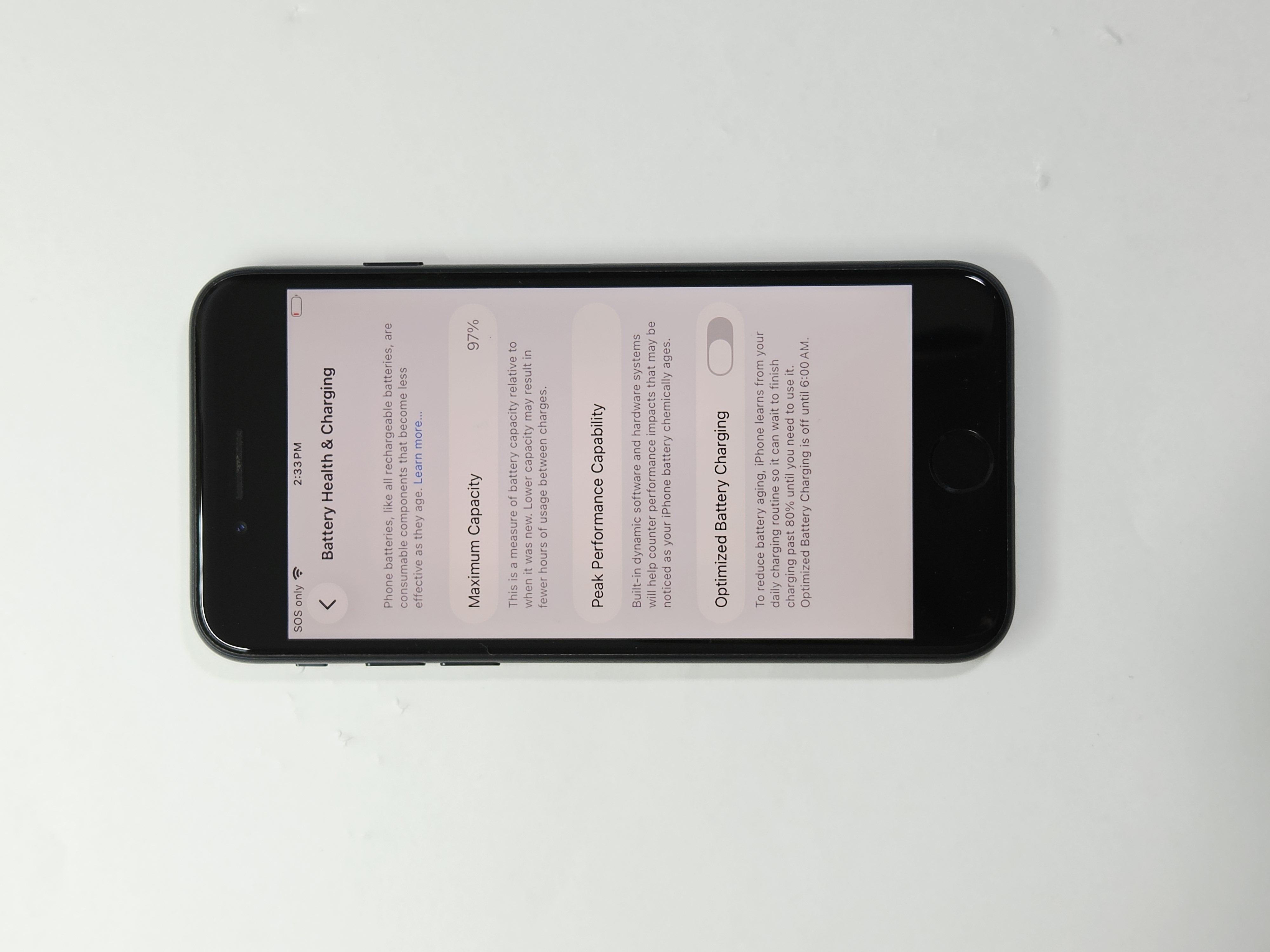 iPhone SE (2022) · Midnight · 128 GB · Used · Like New · Battery Health: 97% — photo 3 of 4