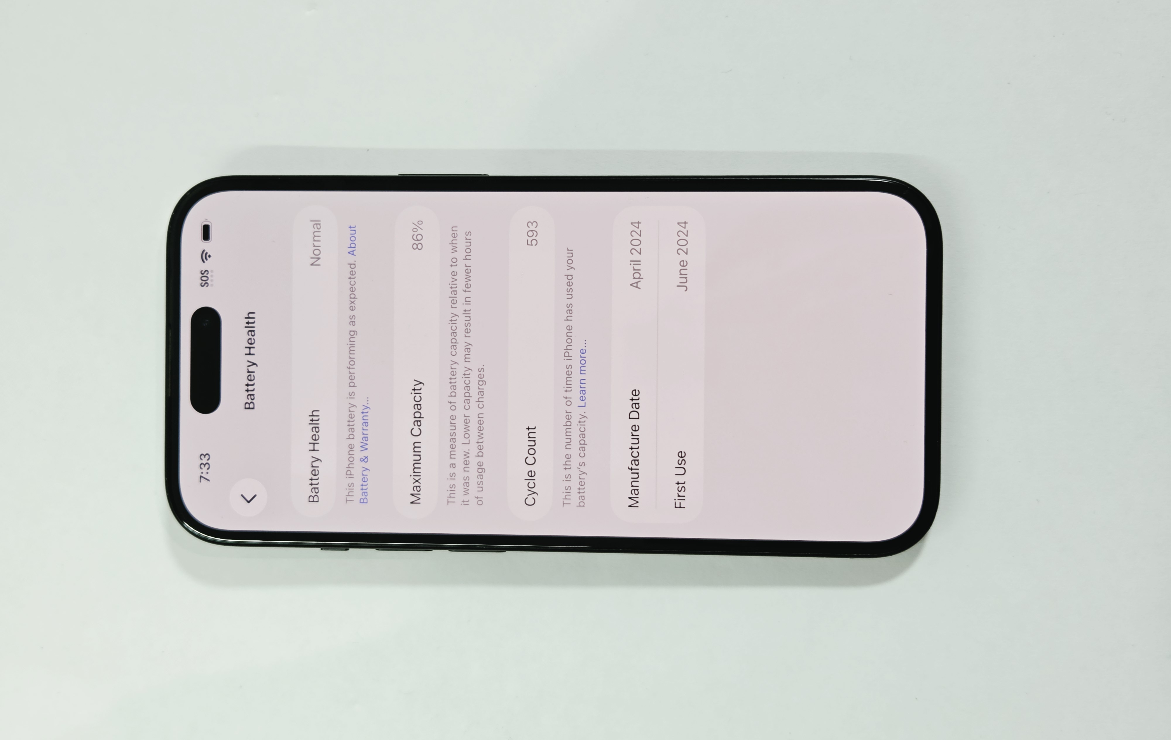 iPhone 15 · Black · 128 GB · Used · Excellent · Battery Health: 86% — photo 3 of 4