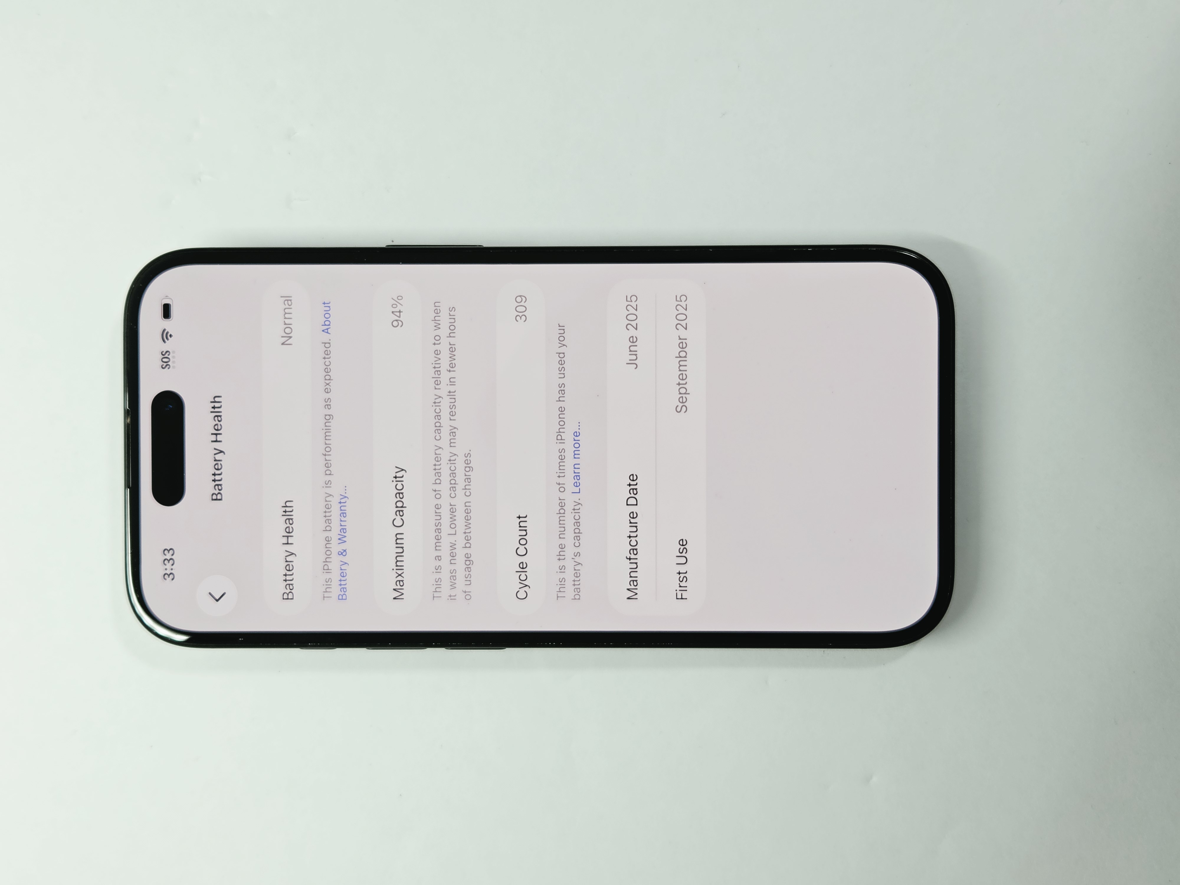 iPhone 16 · Black · 128 GB · Used · Like New · Battery Health: 94% — photo 3 of 4
