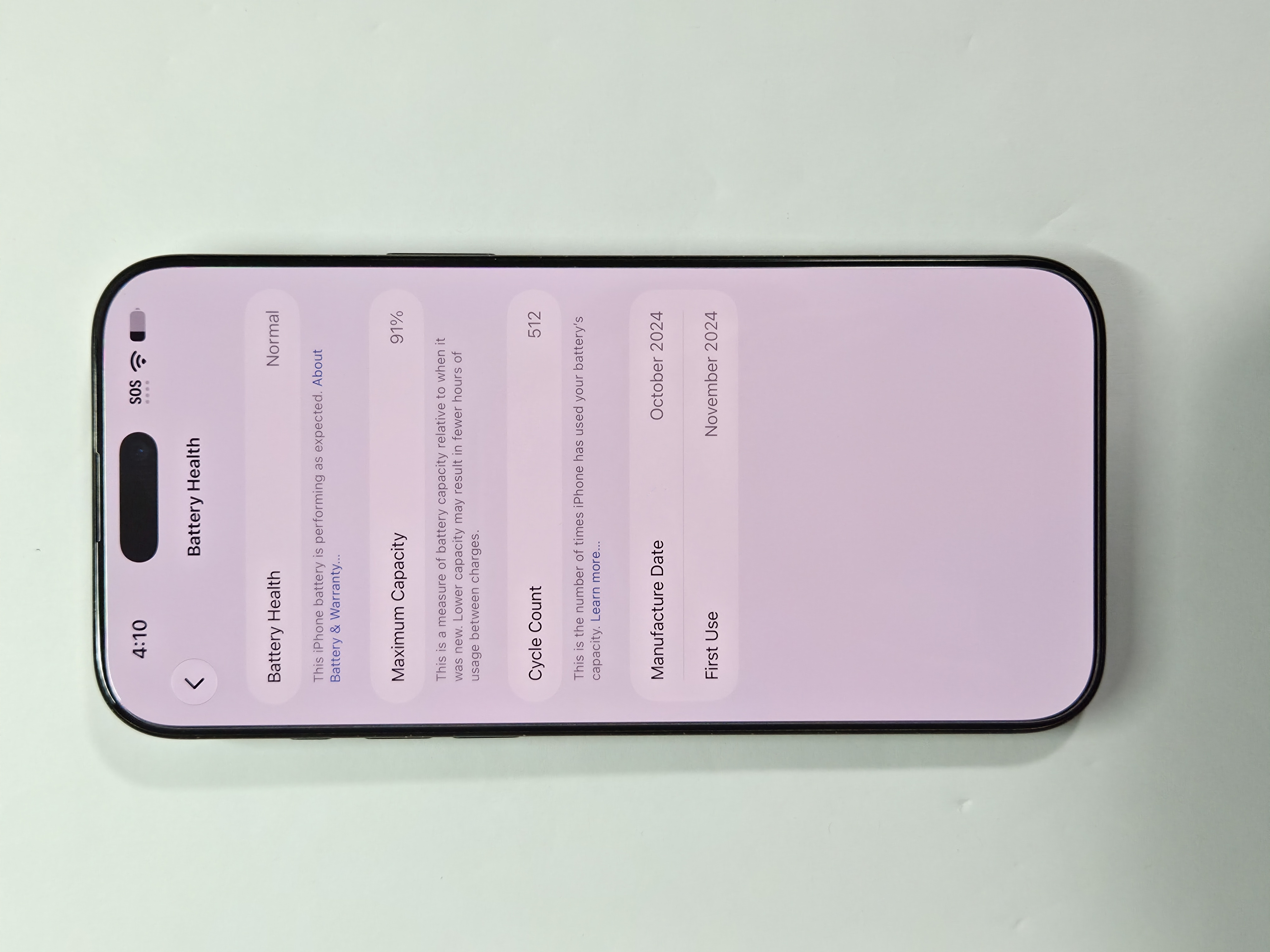 iPhone 16 Pro Max · Black Titanium · 256 GB · Used · Like New · Battery Health: 91% — photo 3 of 4
