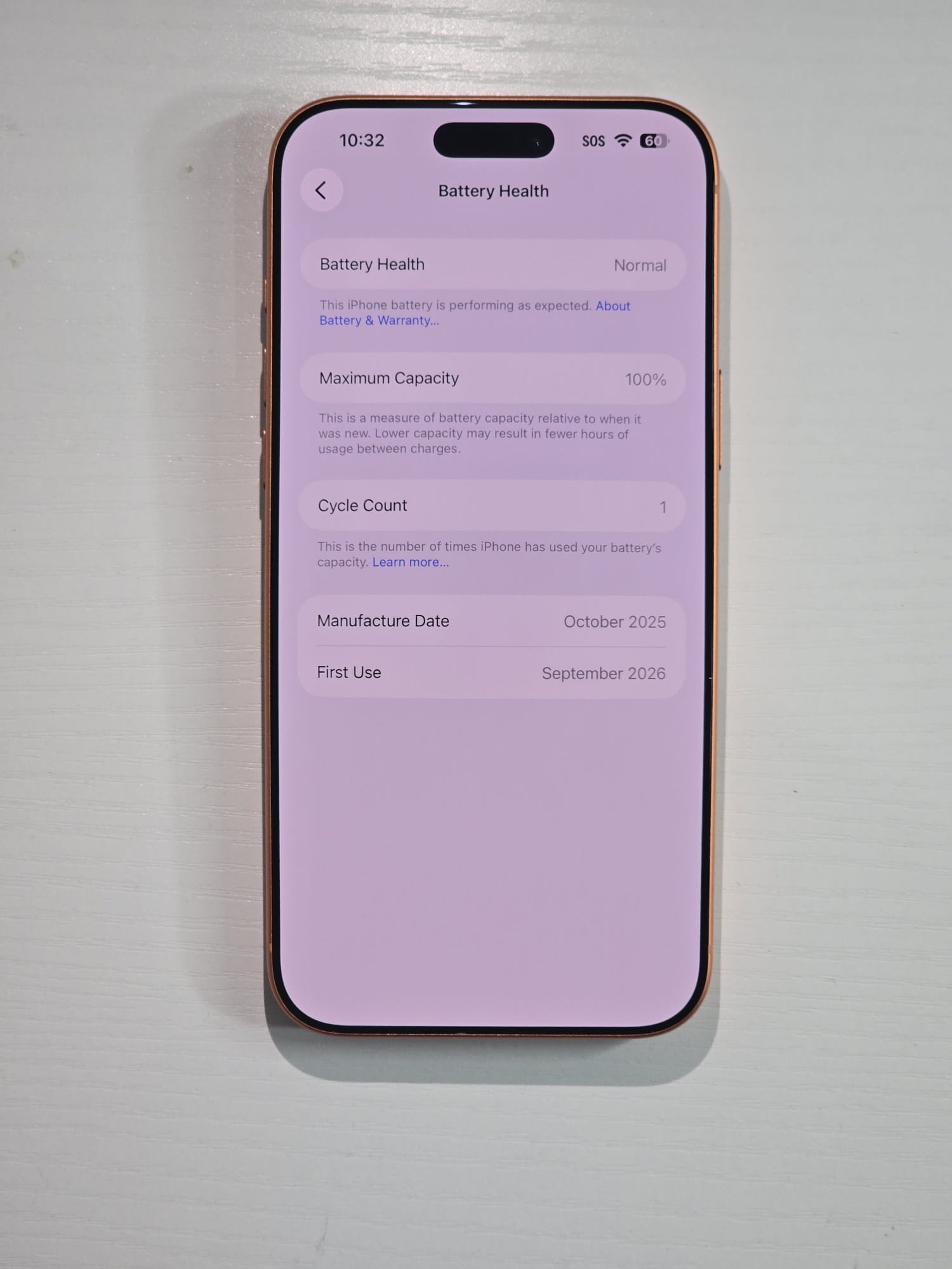 iPhone 17 Pro Max · Cosmic Orange · 2 TB · New · Battery Health: 100% — photo 3 of 4