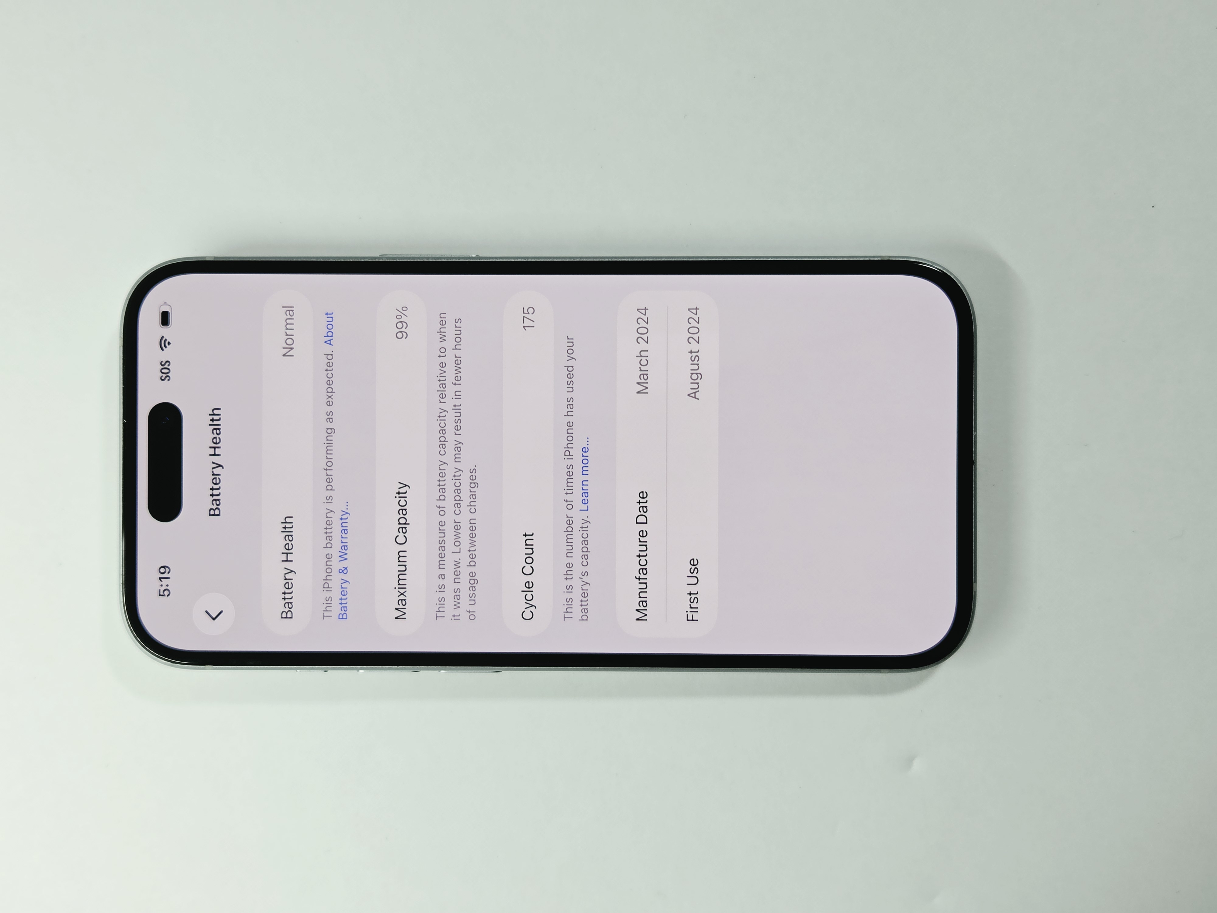 iPhone 15 · Blue · 128 GB · Used · Excellent · Battery Health: 99% · Refurbished — photo 3 of 4