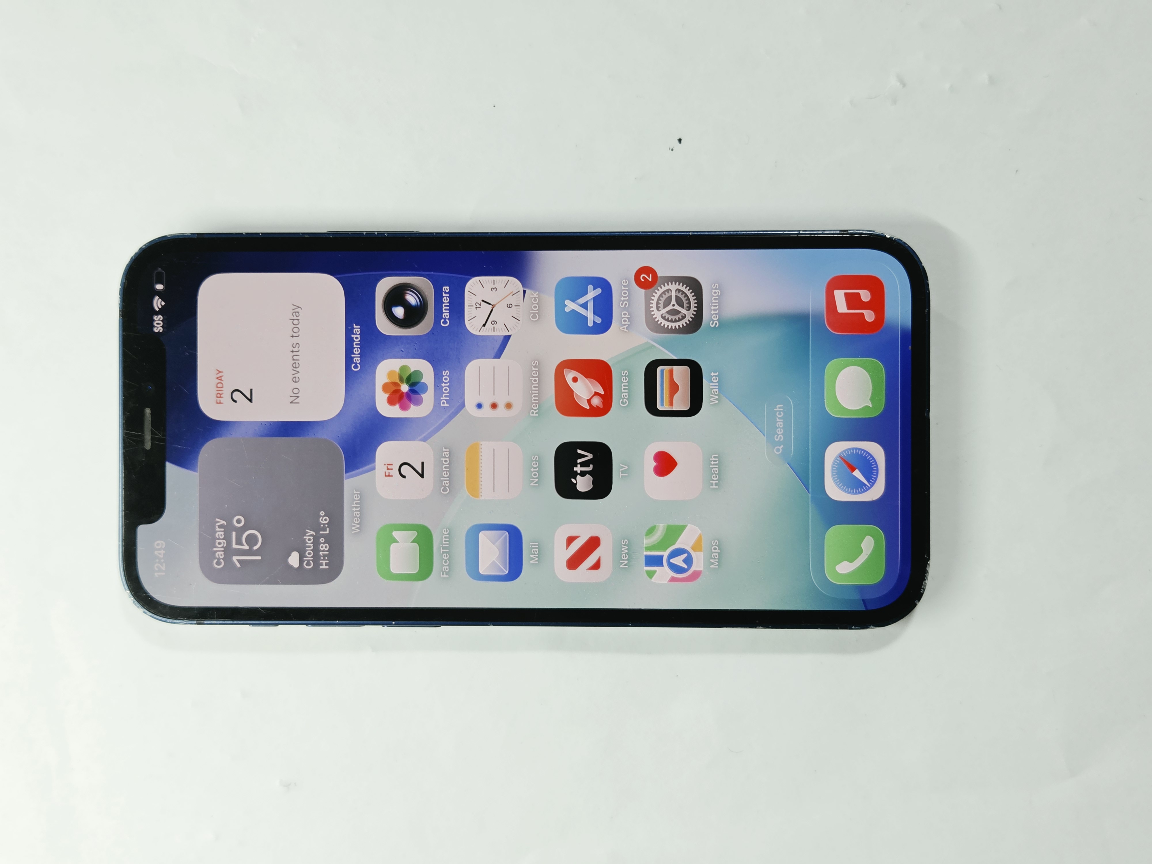 iPhone 12 · Blue · 64 GB · Used · Good · Battery Health: 100% · Refurbished — photo 2 of 4