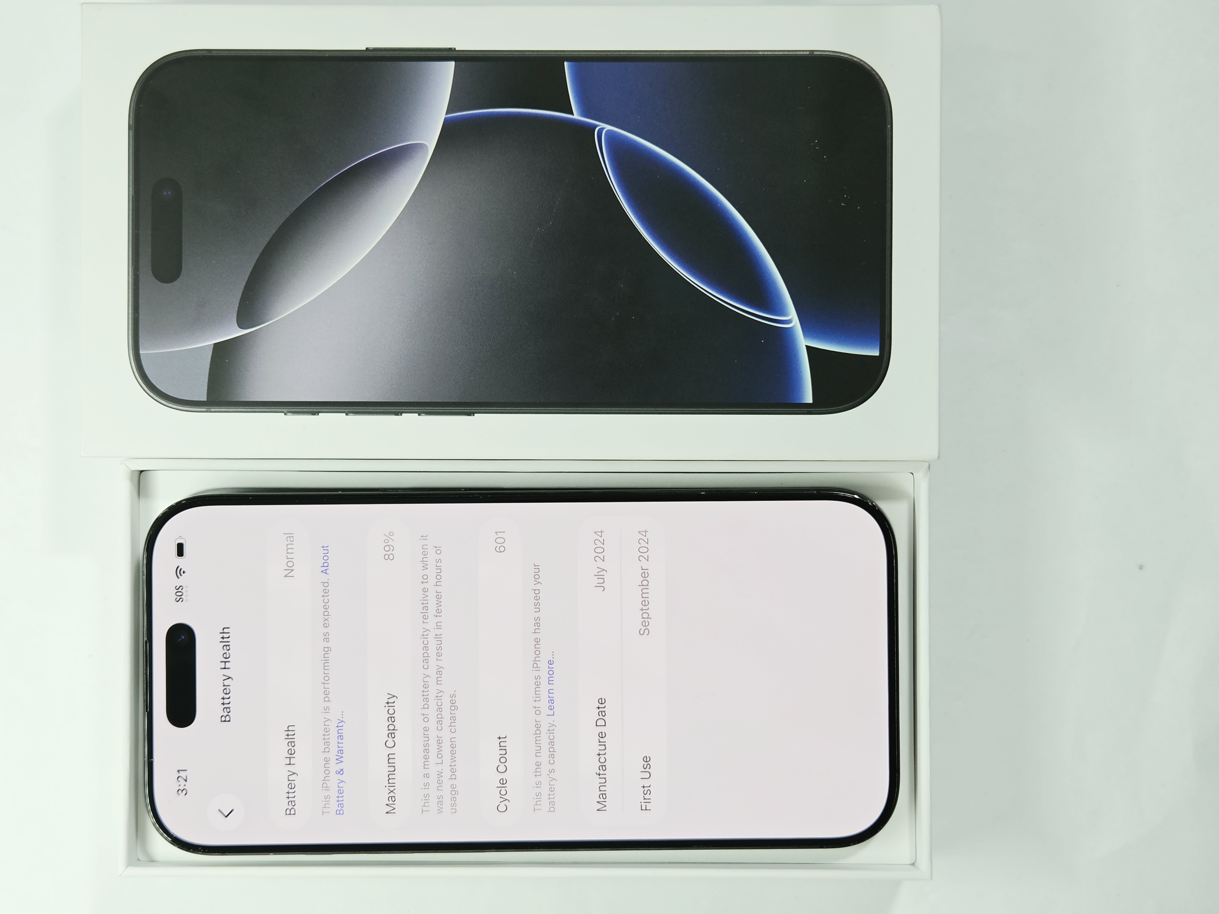 iPhone 16 Pro · Black Titanium · 128 GB · Used · Like New · Battery Health: 89% — photo 3 of 4