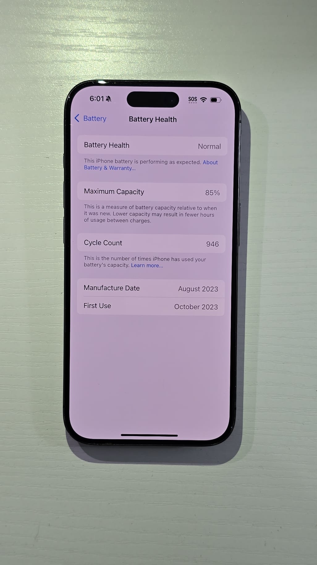 iPhone 15 Pro · Blue Titanium · 128GB · Used · Good · Battery Health: 85% — photo 2 of 4