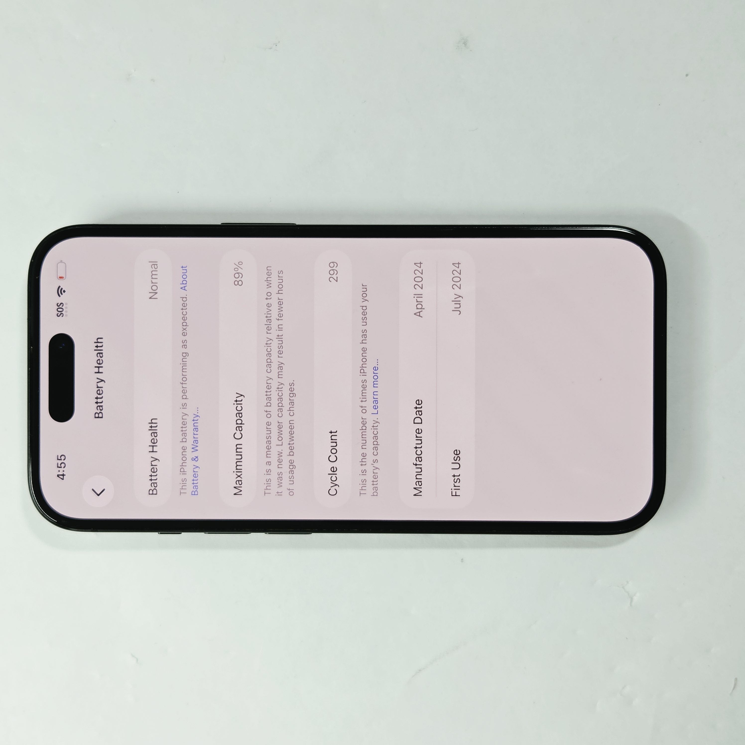 iPhone 15 · Black · 128 GB · Used · Excellent · Battery Health: 89% — photo 3 of 4