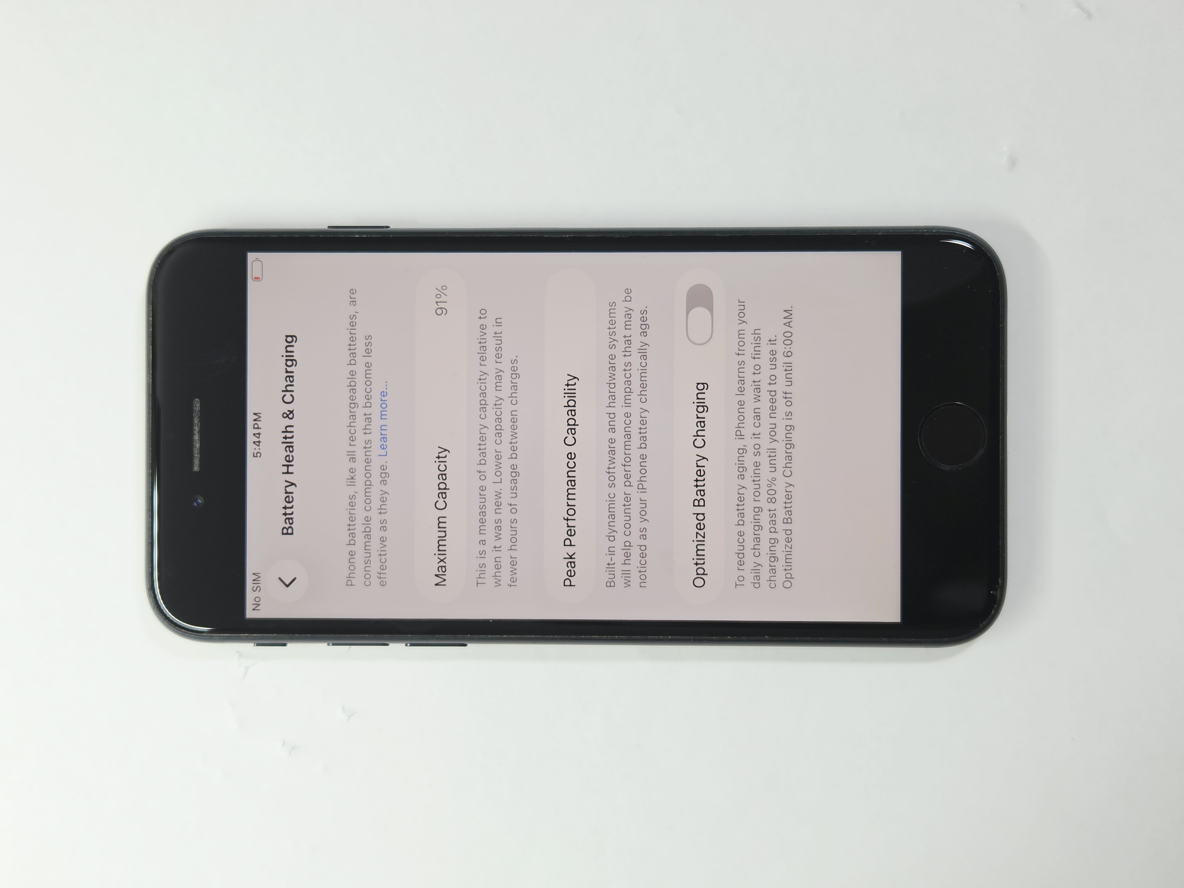 iPhone SE (2022) · Midnight · 128 GB · Used · Excellent · Battery Health: 91% — photo 3 of 4
