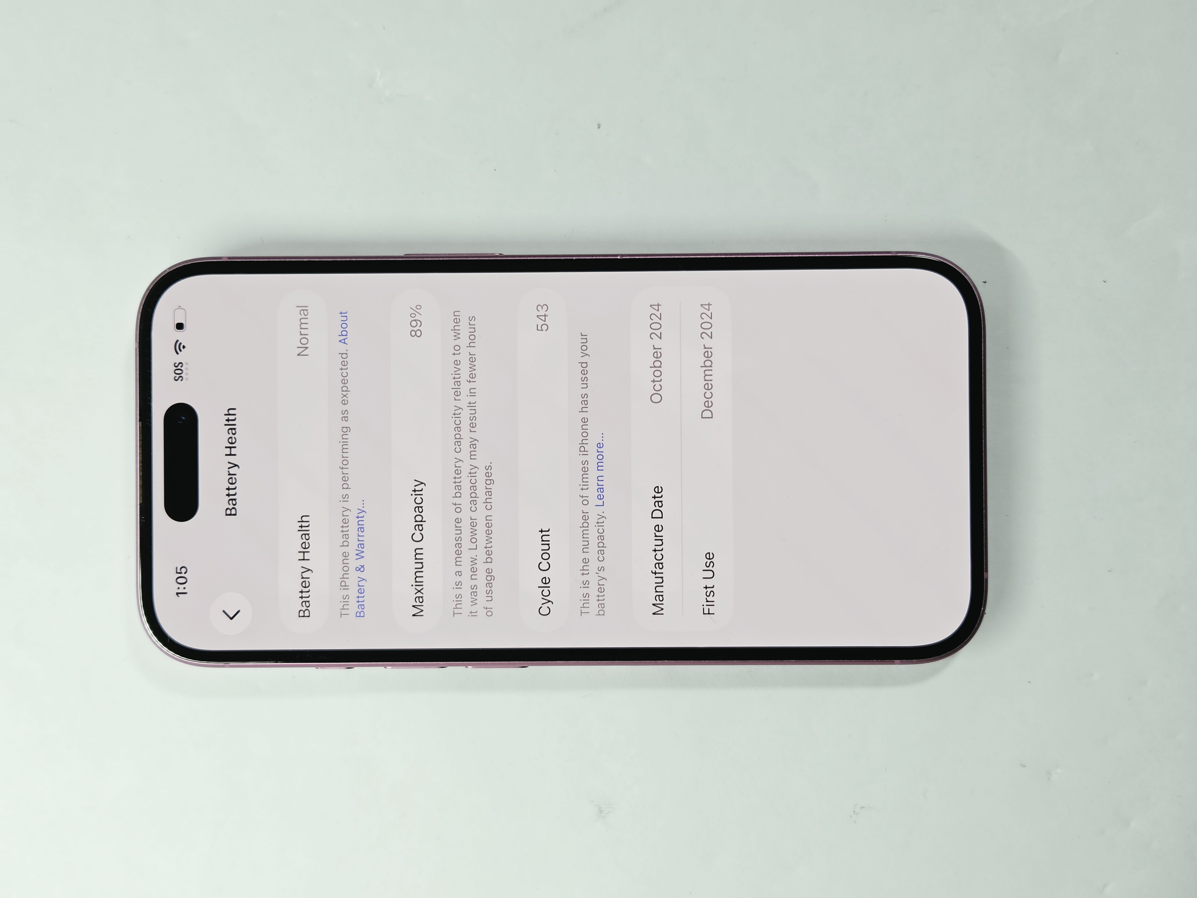 iPhone 16 · Pink · 128 GB · Used · Excellent · Battery Health: 89% — photo 3 of 4