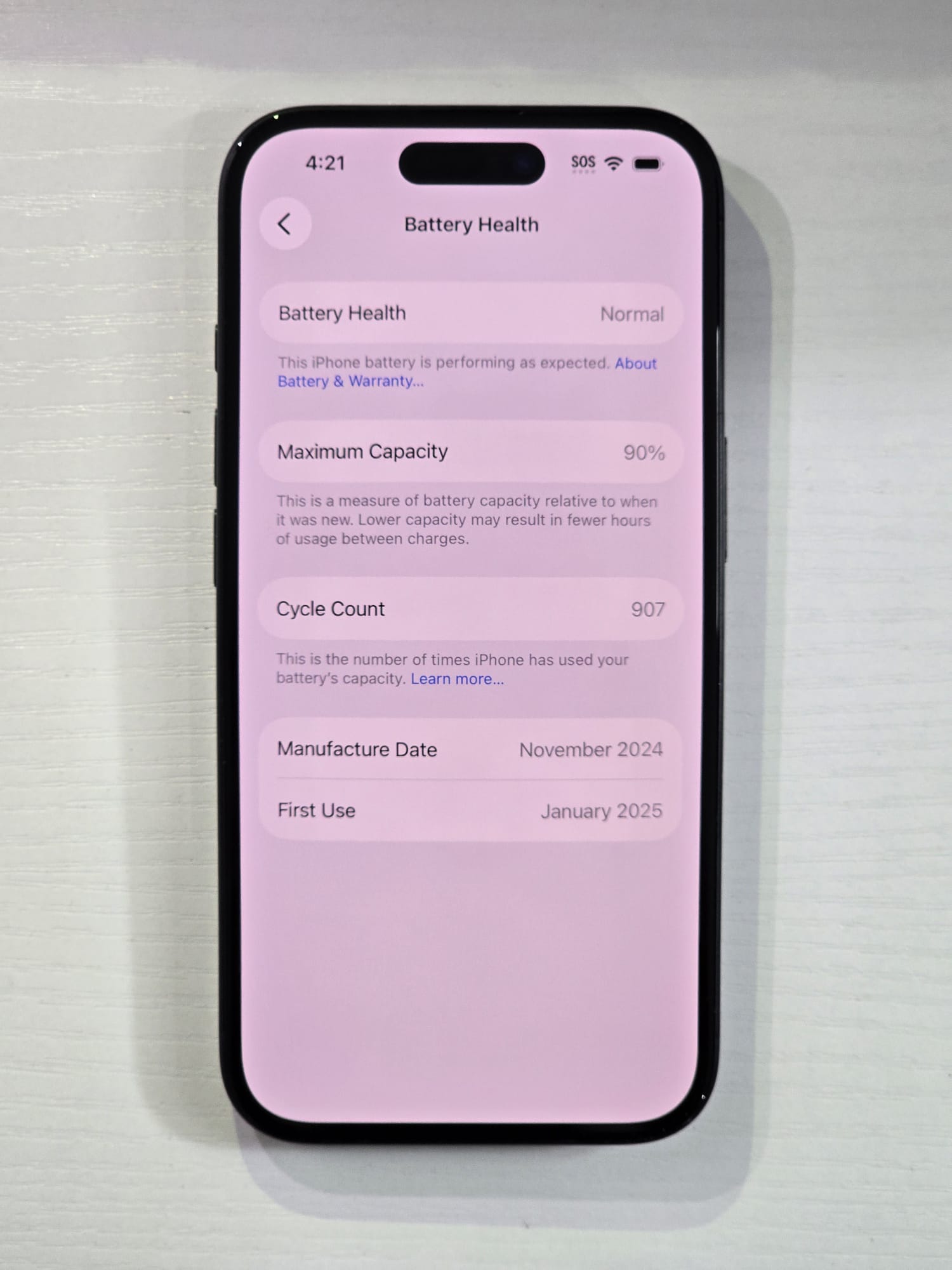 iPhone 16 · Black · 128GB · Used · Excellent · Battery Health: 90% · Refurbished — photo 3 of 4