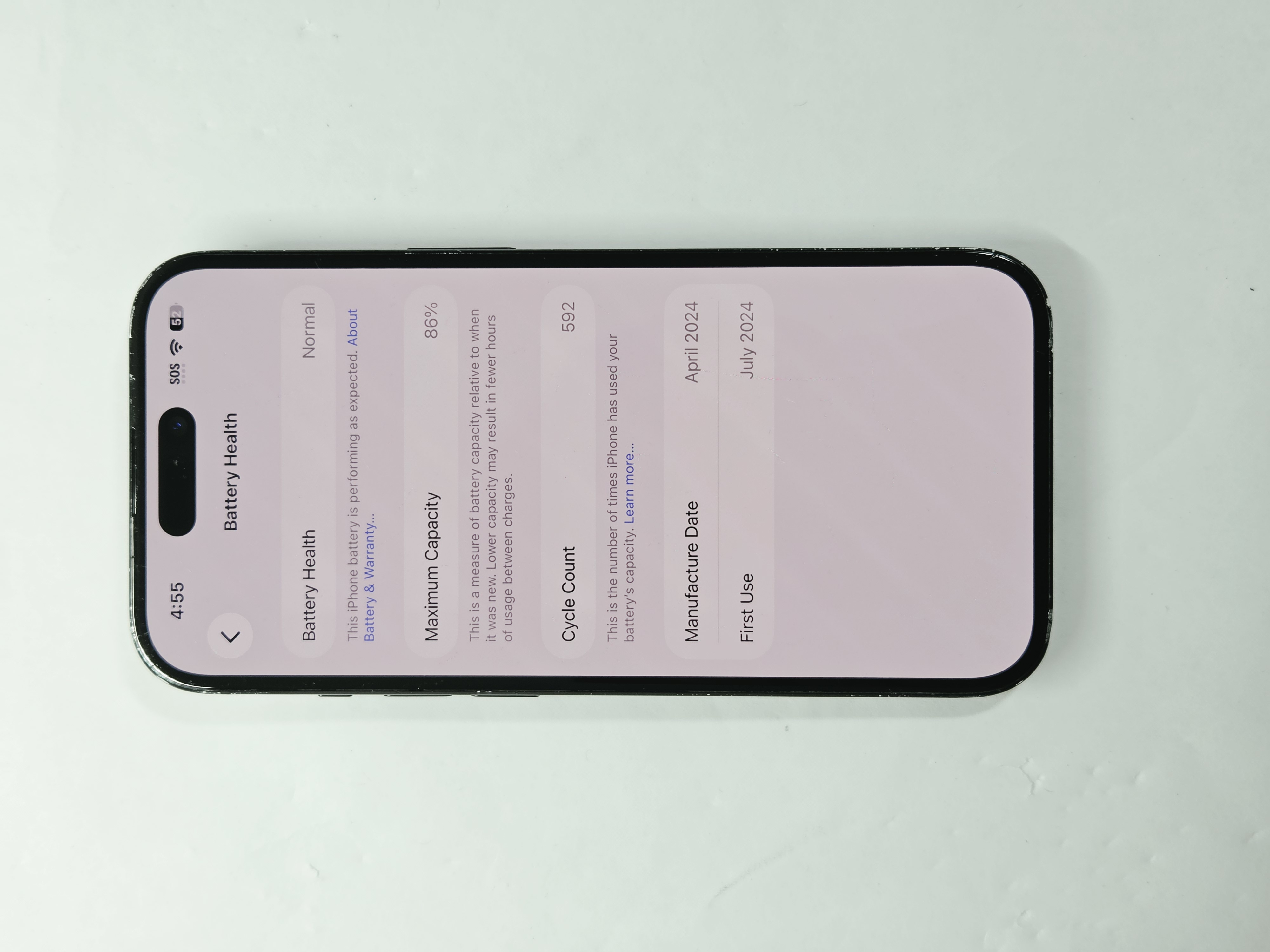 iPhone 15 · Black · 128 GB · Used · Good · Battery Health: 86% — photo 3 of 4